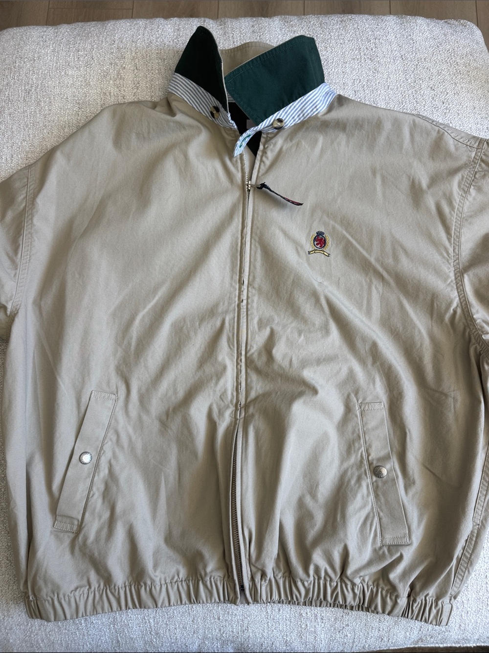 Vintage Tommy Hilfiger Beige Zip-Front Lightweight Jacket RN77806